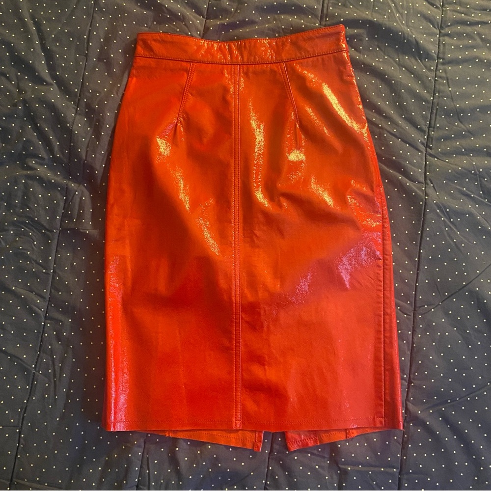 Fiorucci 26 Margot Red Vinyl Skirt Small XS